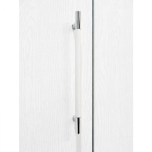 Armadio 2 ante battenti, bianco frassinato, cm 91x247x58, con tubo appendiabiti