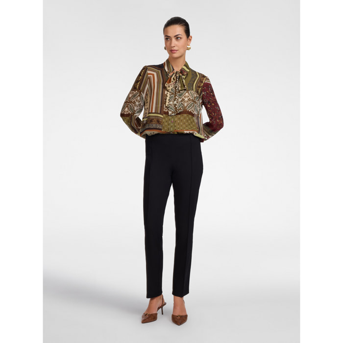 Elena Mirò - Pantaloni slim in punto milano - Nero