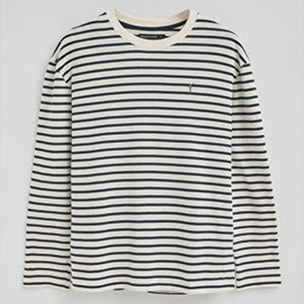 Maglietta ecrù e blu marino con logo ricamato Rigby Go