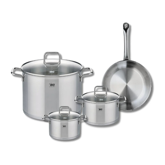 Ensemble de 1 Poêle de cuisson 24 cm et 3 faitouts 14, 16 et 26 cm Elo Profi Citrin
