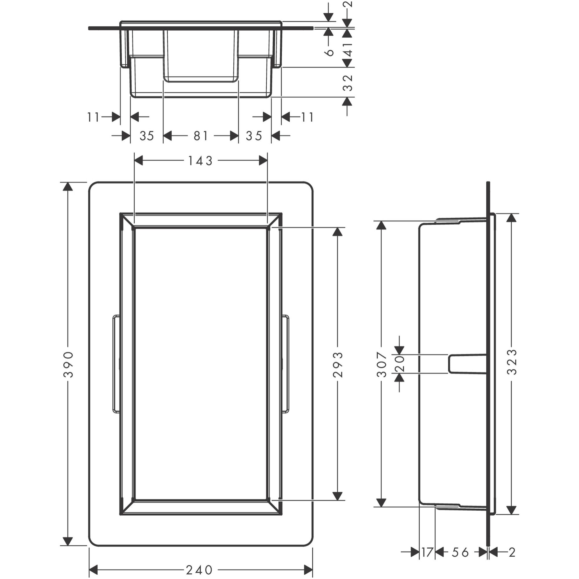 XtraStoris niche murale 300/150/70 avec cadre intégré noir mat 56092670