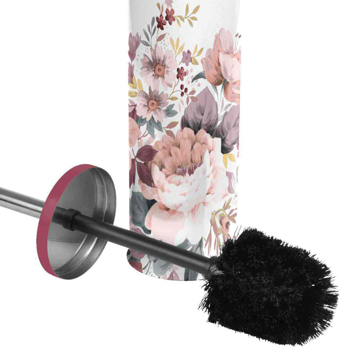 Brosse et pot wc aux impressions fleuries - Multicolore