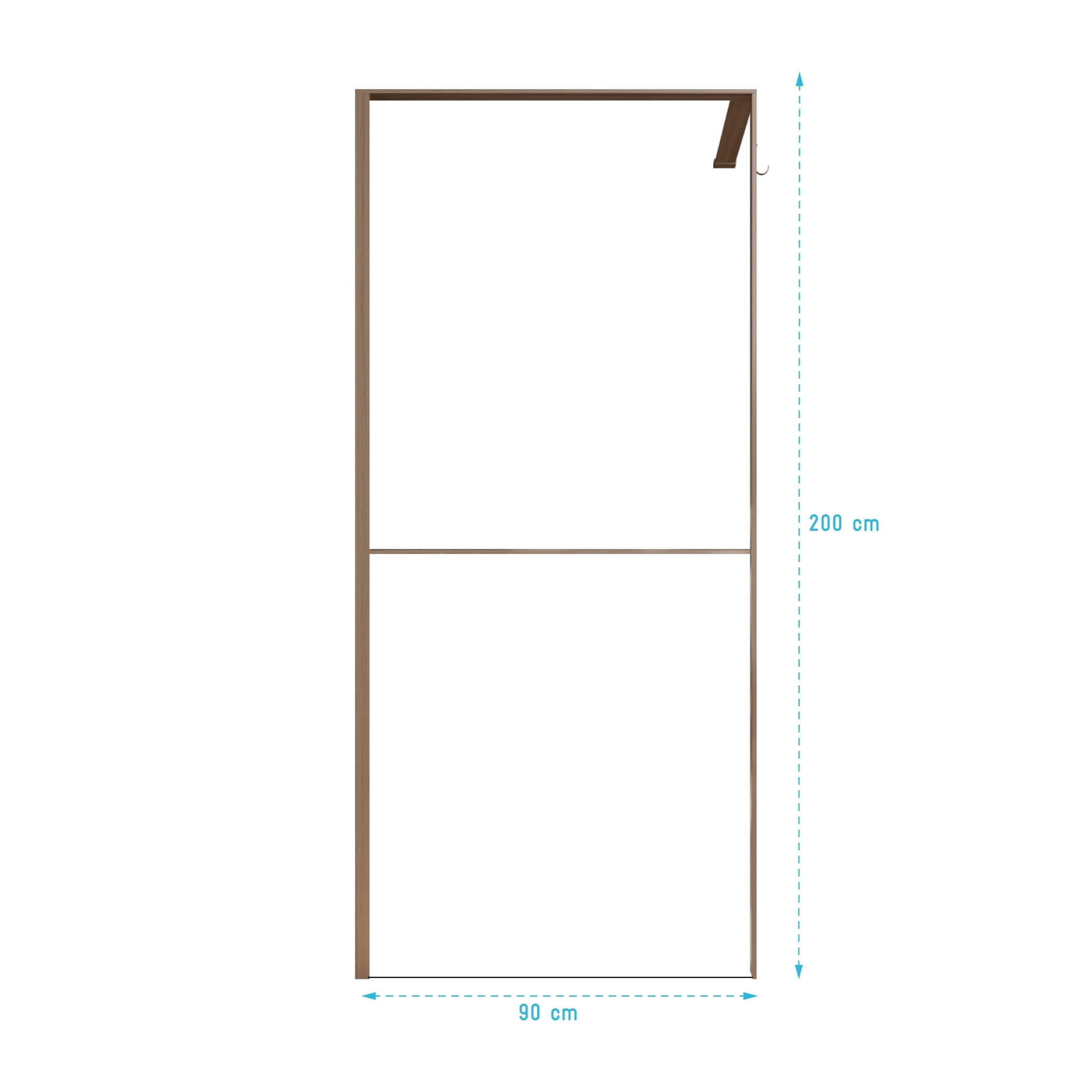 Paroi de douche 90x200cm - Cadre et étagère finition chêne clair - Verre 8mm anticalcaire - ETHAN