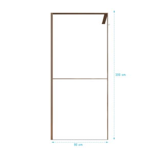 Paroi de douche 90x200cm - Cadre et étagère finition chêne clair - Verre 8mm anticalcaire - ETHAN