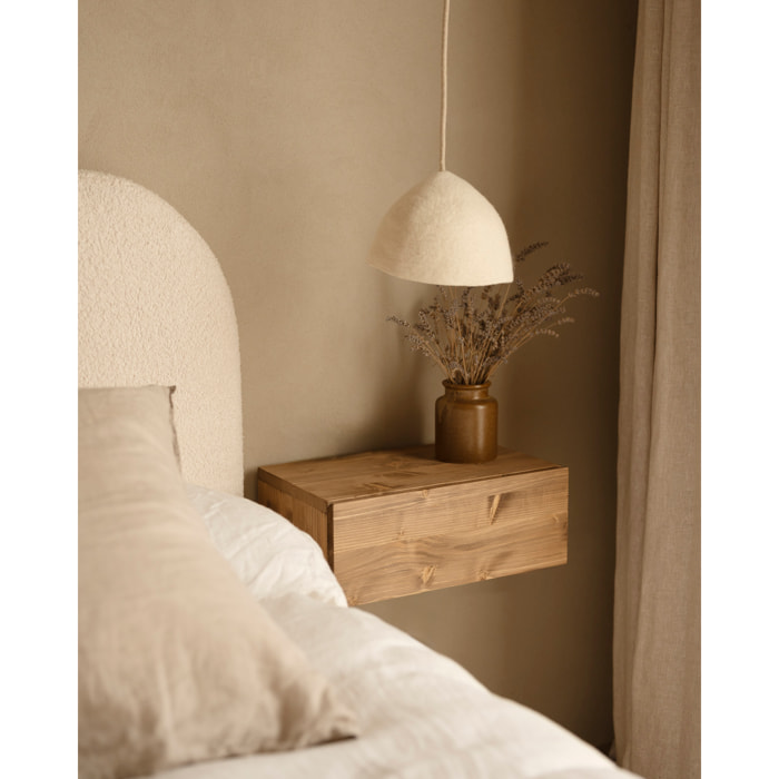 Table de chevet flottante en bois massif ton chêne foncé 15x40cm Hauteur: 15 Longueur: 40 Largeur: 25.5