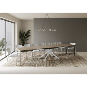 Mesa extensible 90x140/400 cm Karida gris paloma patas blanca