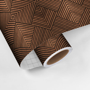 Rouleau revêtement adhésif vinyle au mètre - Sticker mural tête de lit - BOIS BRUN ART DÉCO