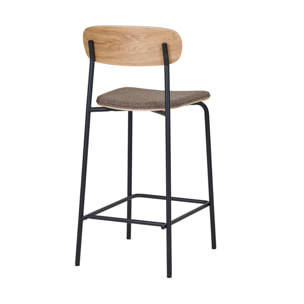 Zoe - lot de 2 tabourets en bois de frêne - pieds en acier - Marron
