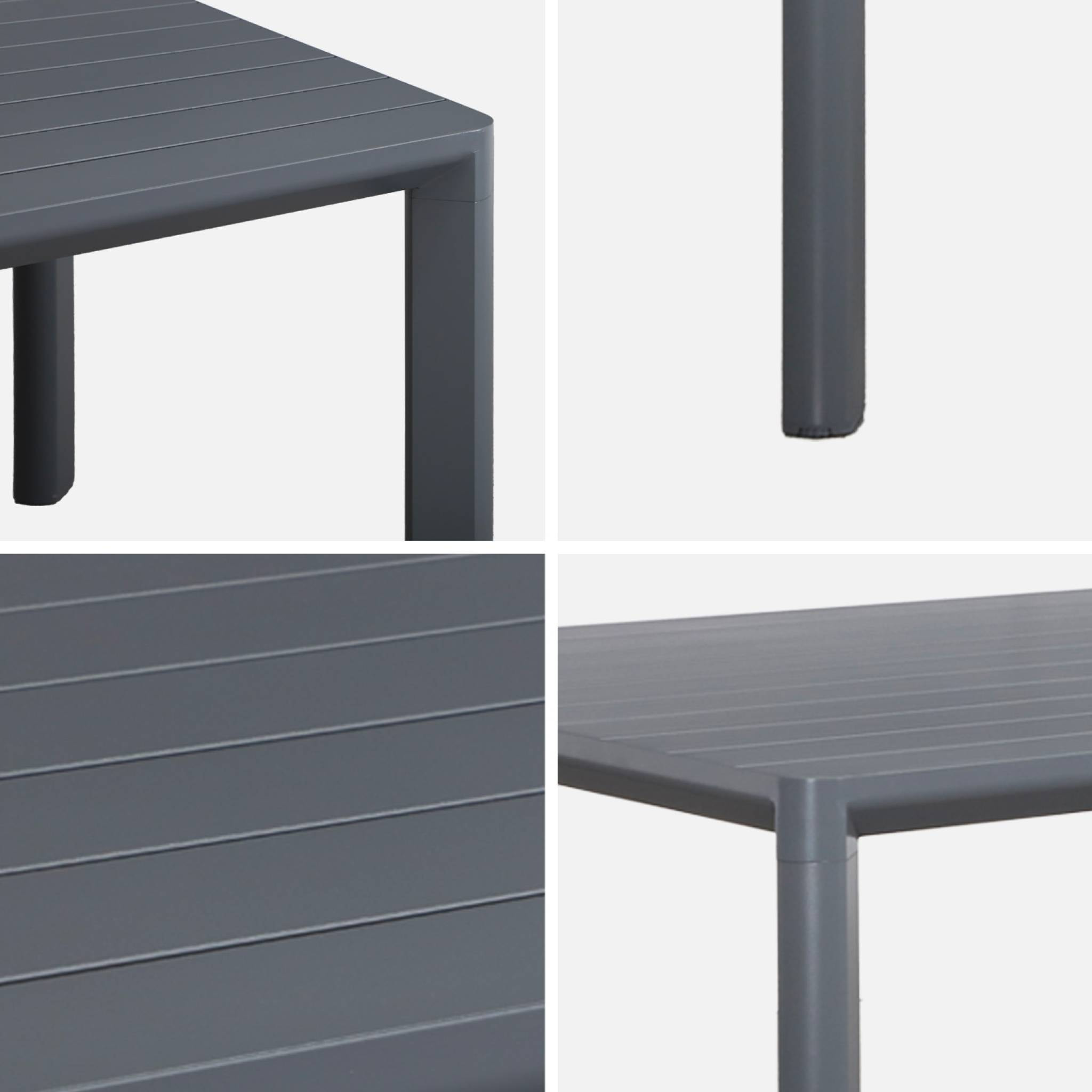 Table de jardin anthracite SACRAMENTO aluminium. 8 places. 220 x 100 x 75 cm