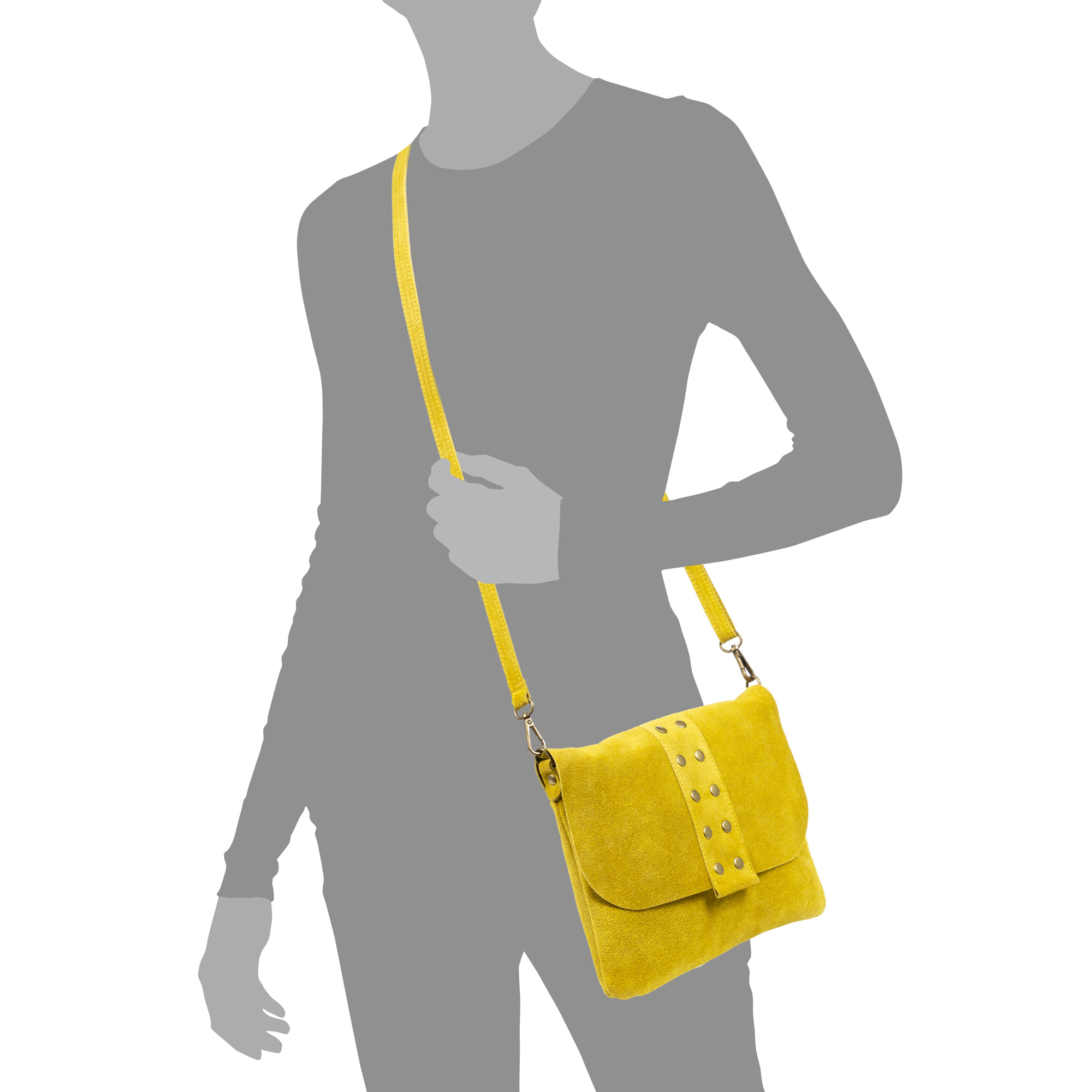 Alpette borsa a tracolla donna. Pelle scamosciata autentica.