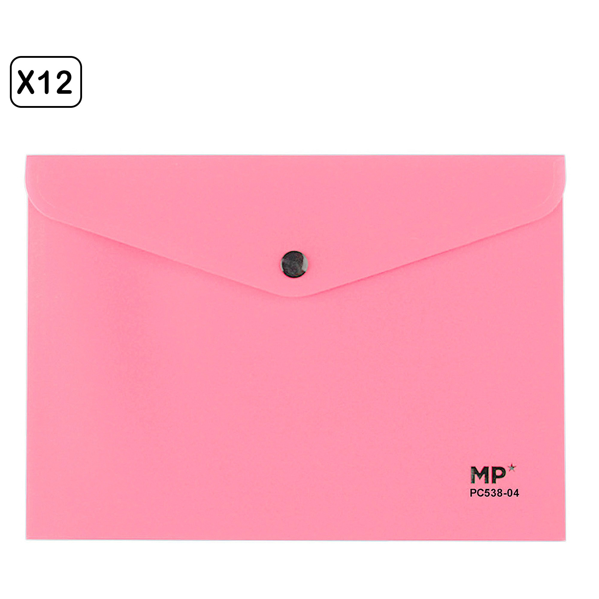 PACK 12 UNITA' CARTELLA CON CHIUSURA A BUTTON A5 ROSA