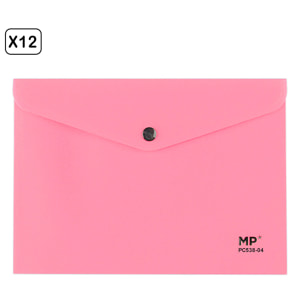 PACK 12 UNITA' CARTELLA CON CHIUSURA A BUTTON A5 ROSA