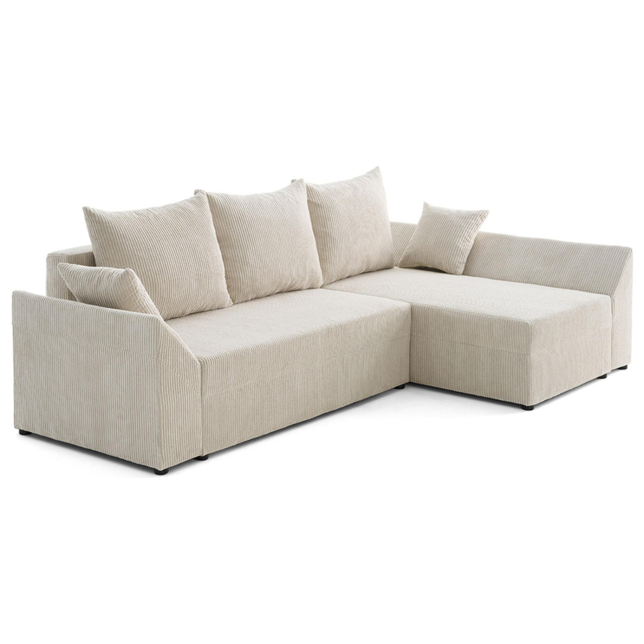 Mike - canapé d'angle réversible - 4 places - convertible avec coffre - en velours côtelé - Beige