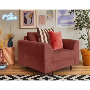 Rune - fauteuil - en velours côtelé - Terracotta