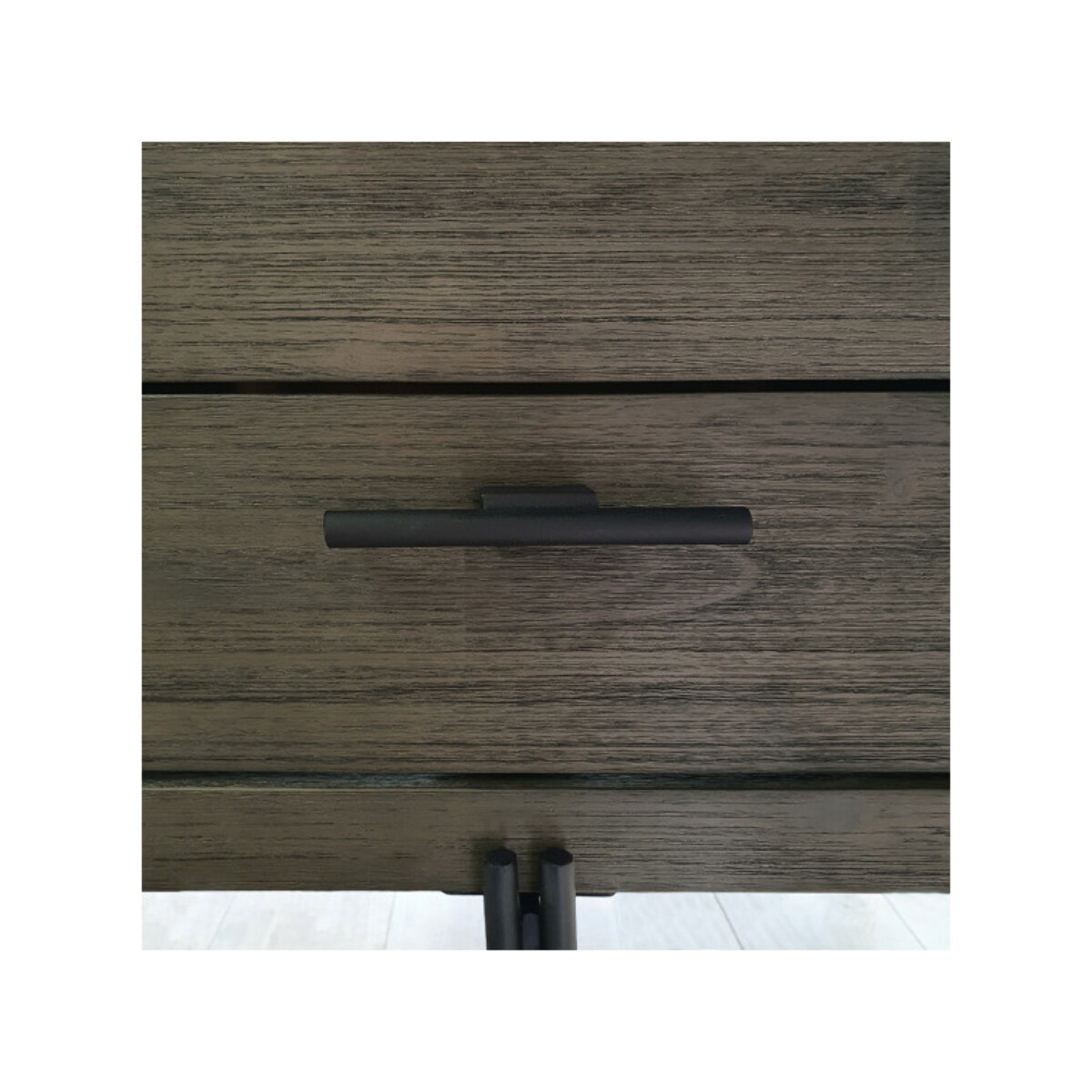 Bureau en bois massif cendré et métal noir 140 cm - BELLAGIO