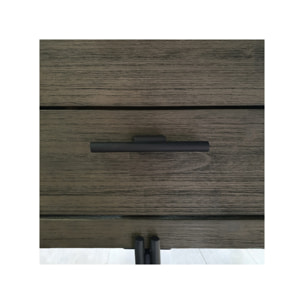 Bureau en bois massif cendré et métal noir 140 cm - BELLAGIO