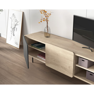 Bajo tv Biscuit roble claro y grafito 54x180x44 cm