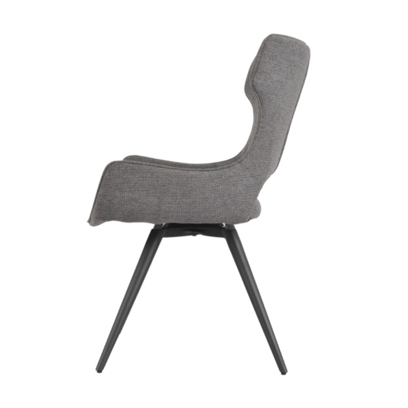 Chaise rotative 180° en tissu doux et pieds en métal noir - SUZIE
