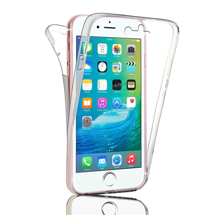 Coque iPhone 7/8/ iPhone SE 2020 intégrale avant arriere transparente 360° Ultra Slim en silicone souple