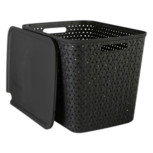 Panier "Tressy" en plastique noir 28L