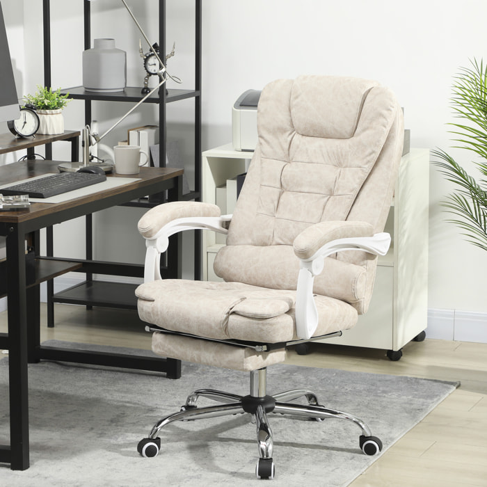 Fauteuil de bureau direction massant chauffant hauteur réglable dossier inclinable tissu beige