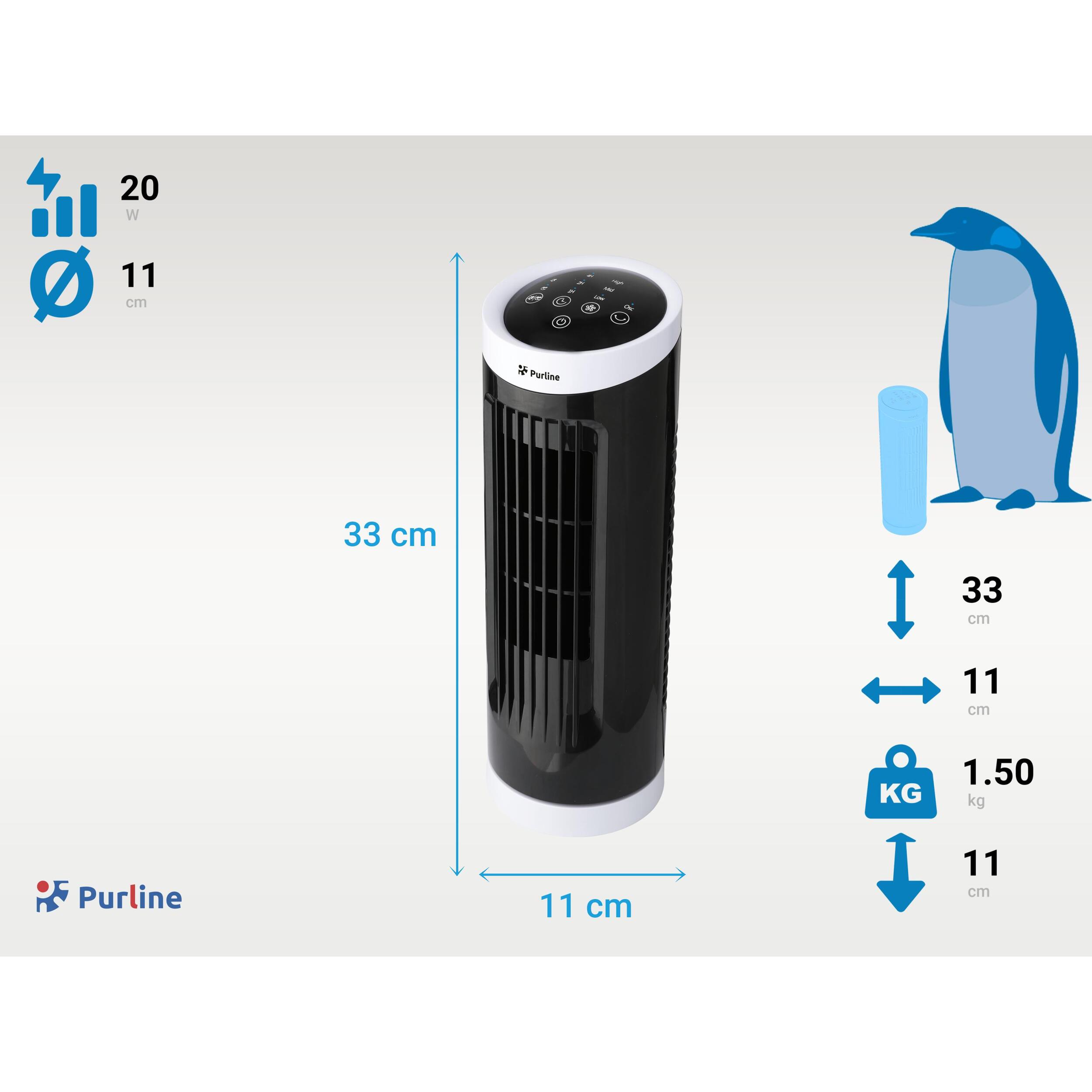 Ventilador de torre de sobremesa compacto VENTY EREBUS PURLINE