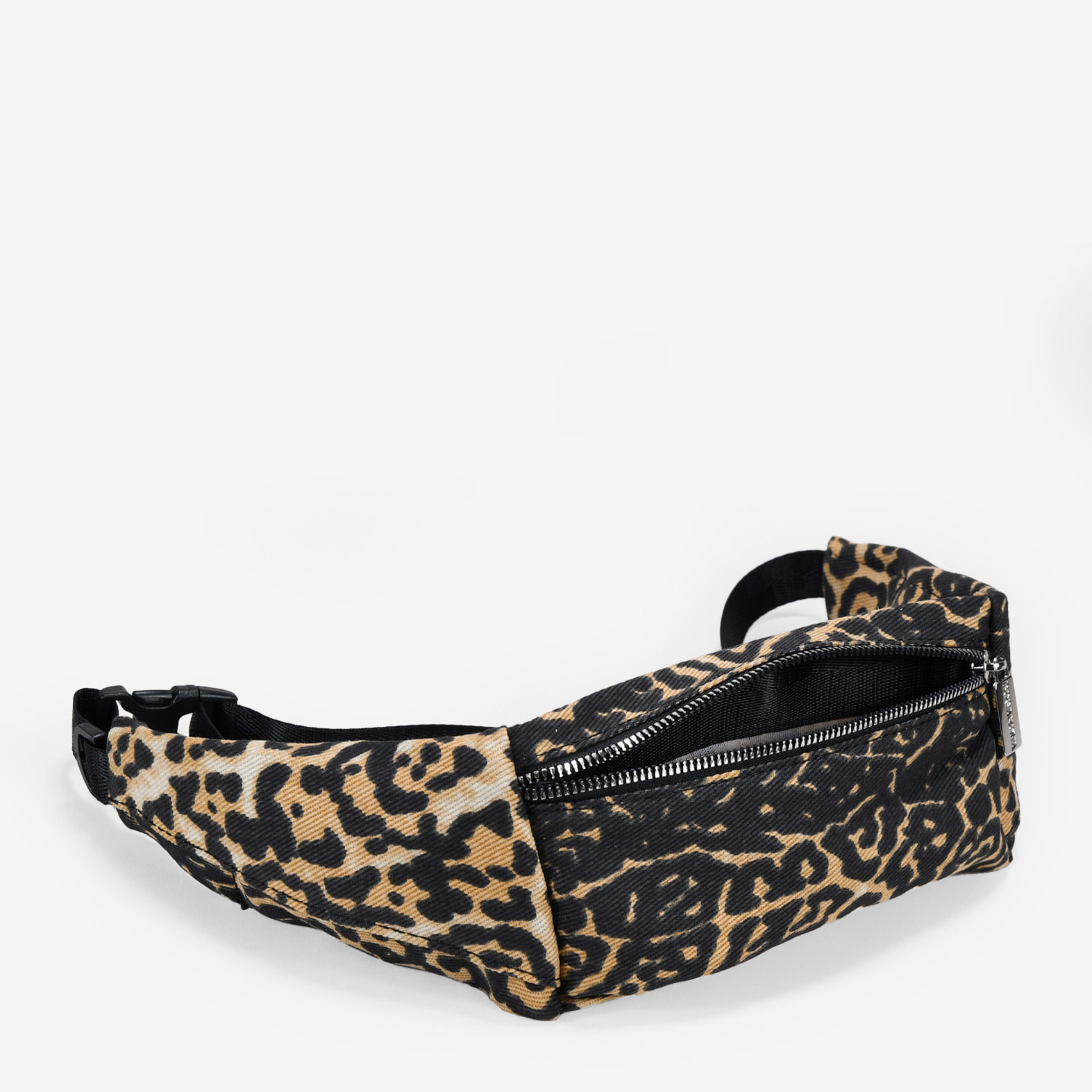 Riñonera plana leopardo cuero con cremallera