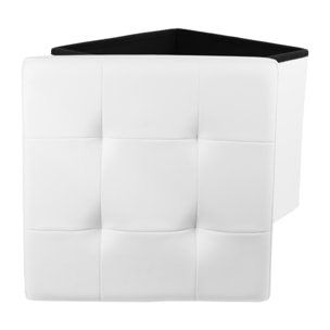Coffre Pouf Pliable Pu Blanc