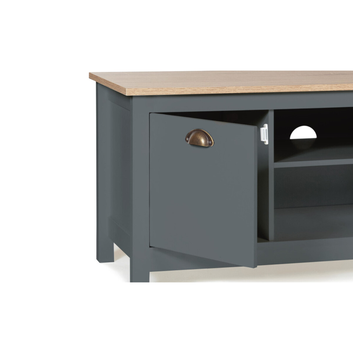 Meuble TV Ninon 2 portes - Bois - Gris