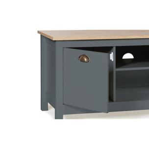 Meuble TV Ninon 2 portes - Bois - Gris