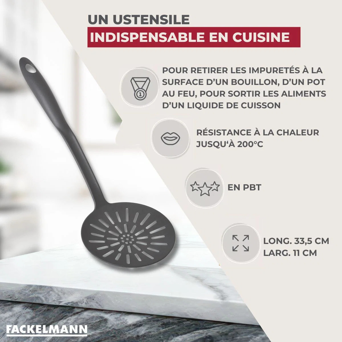 Écumoire 33,5 cm Fackelmann CLIP