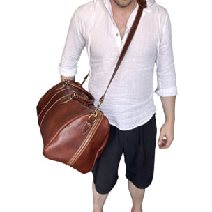 Borsone da Viaggio Unisex in Pelle con Tracolla Removibile e Regolabile