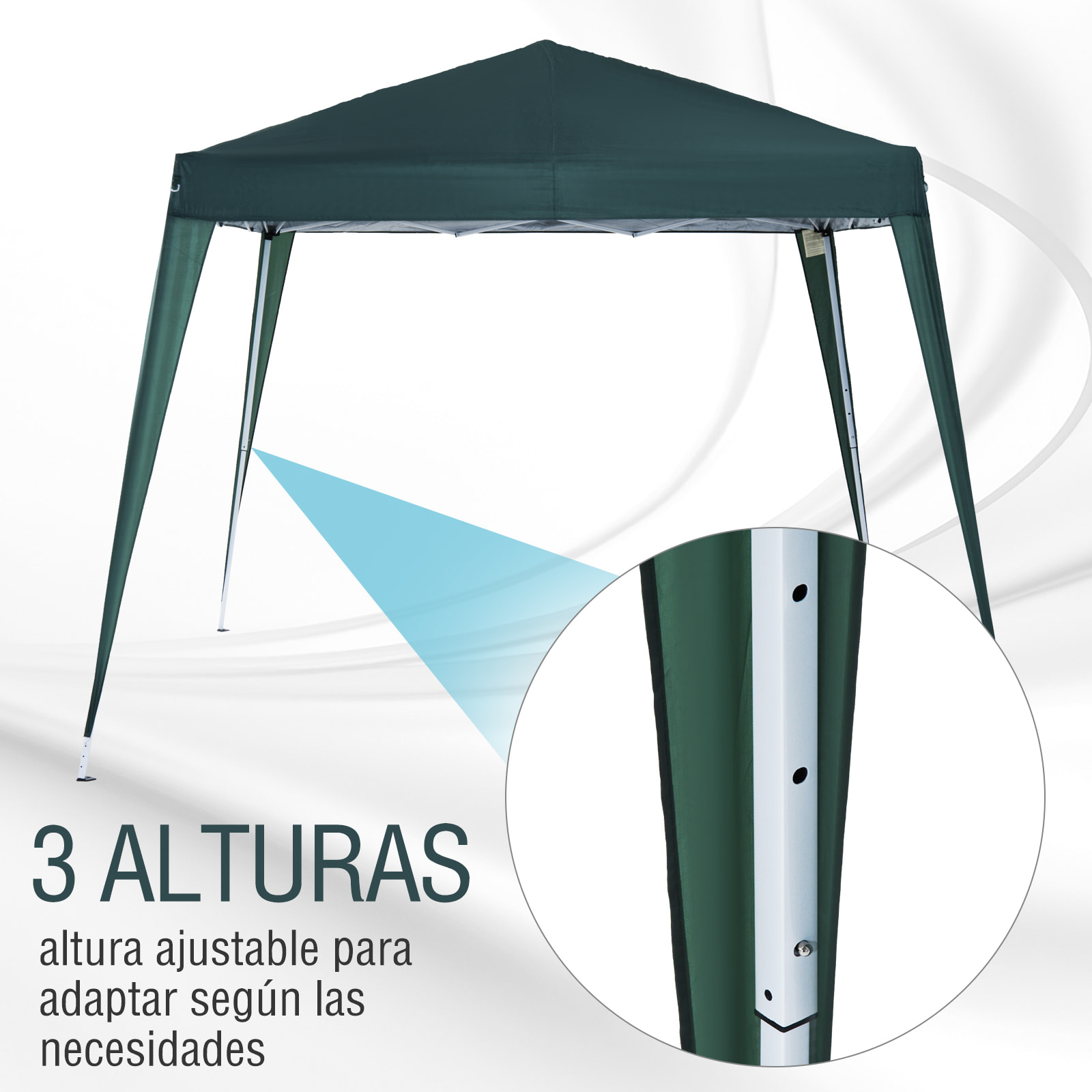 Carpa Cenador Plegable de Acero y Oxford 3x3m Verde