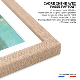 Affiche Liquide bleu Affiche + cadre en bois - Chêne