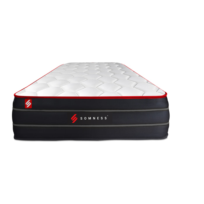 Ensemble matelas BOOST ressorts ensachés et mémoire de forme + sommier kit noir