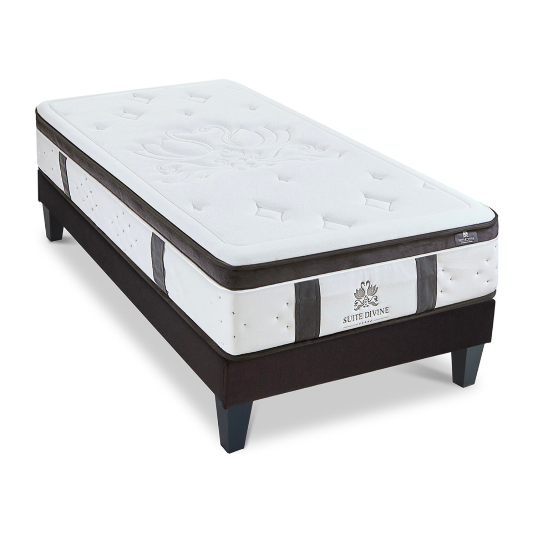 Ensemble Matelas Suite Divine & Sommier KIT15, 32 cm, Mémoire de Forme et Mousse Hypersoft, Technologie Tri-Lattes, Soutien Ferme