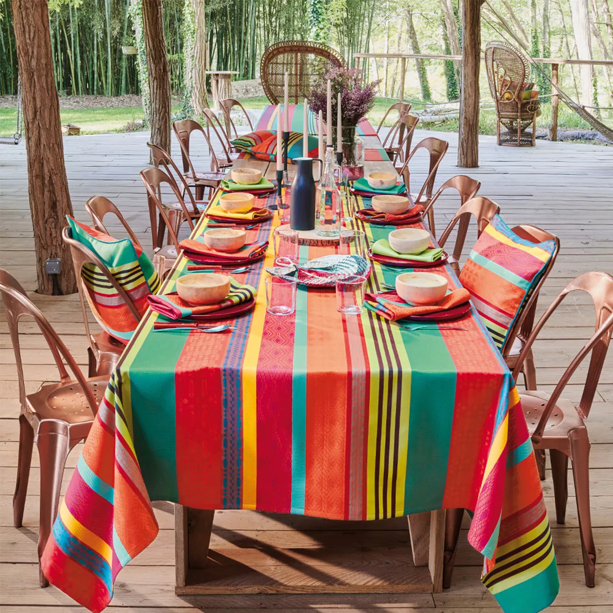 Nappe pur coton motif jacquard multicolore Mille arizona pampa