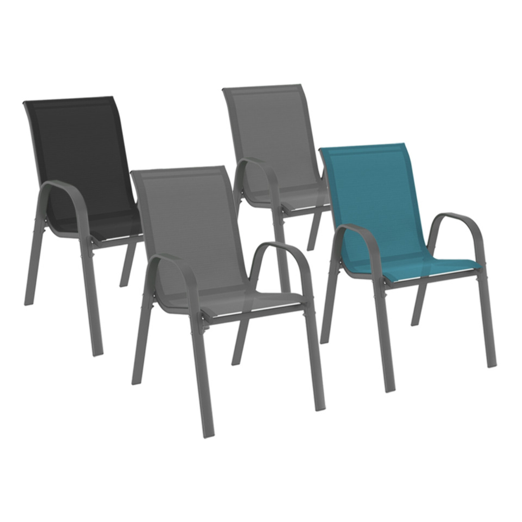 Chaises de jardin - Mix color - gris anthracite, gris clair, bleu, noir