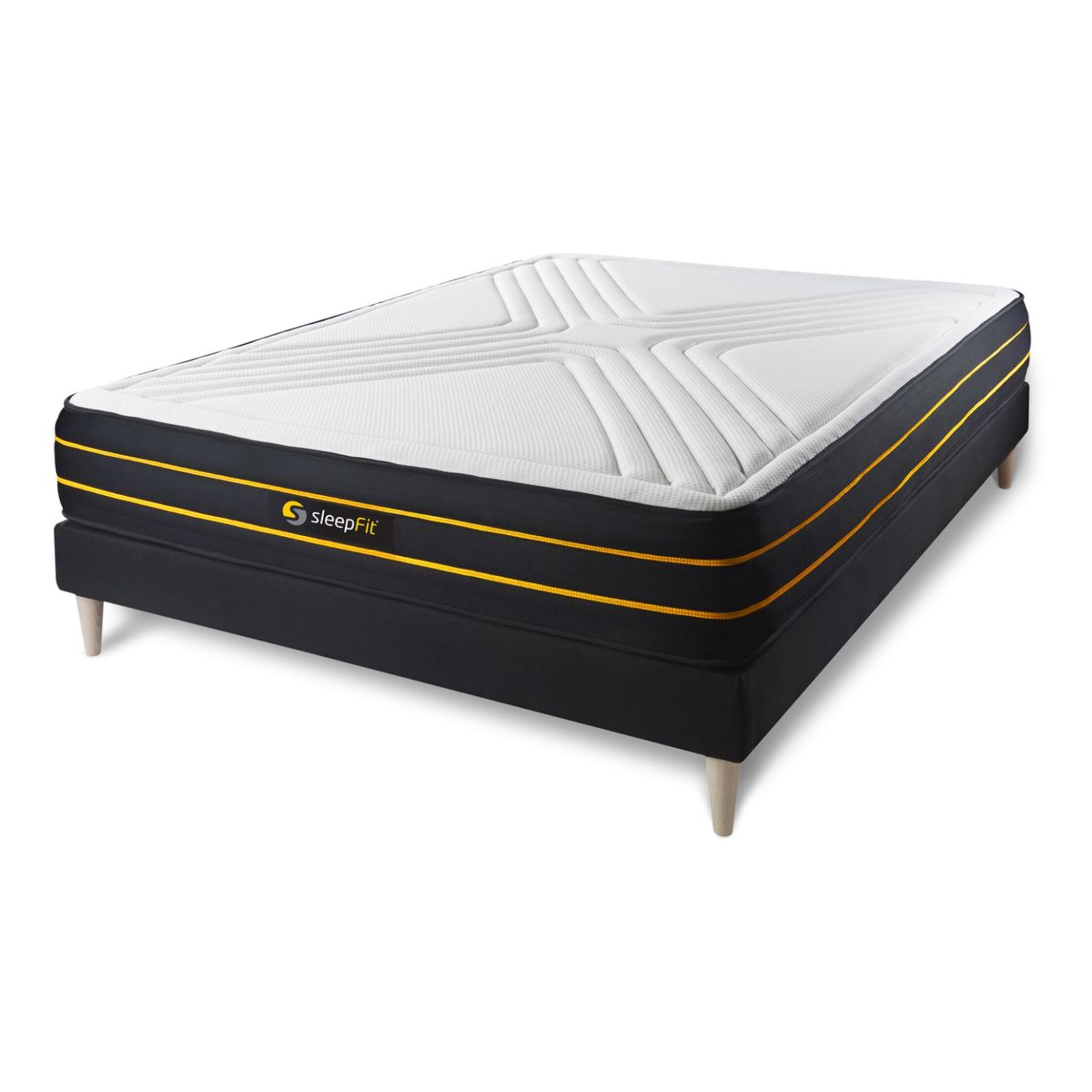 Ensemble - Matelas Mémoire de forme et micro ressorts ensachés 26cm d'épaisseur - 7 zones de confort - Confort équilibré - Sommier tapissier en kit - 2 places