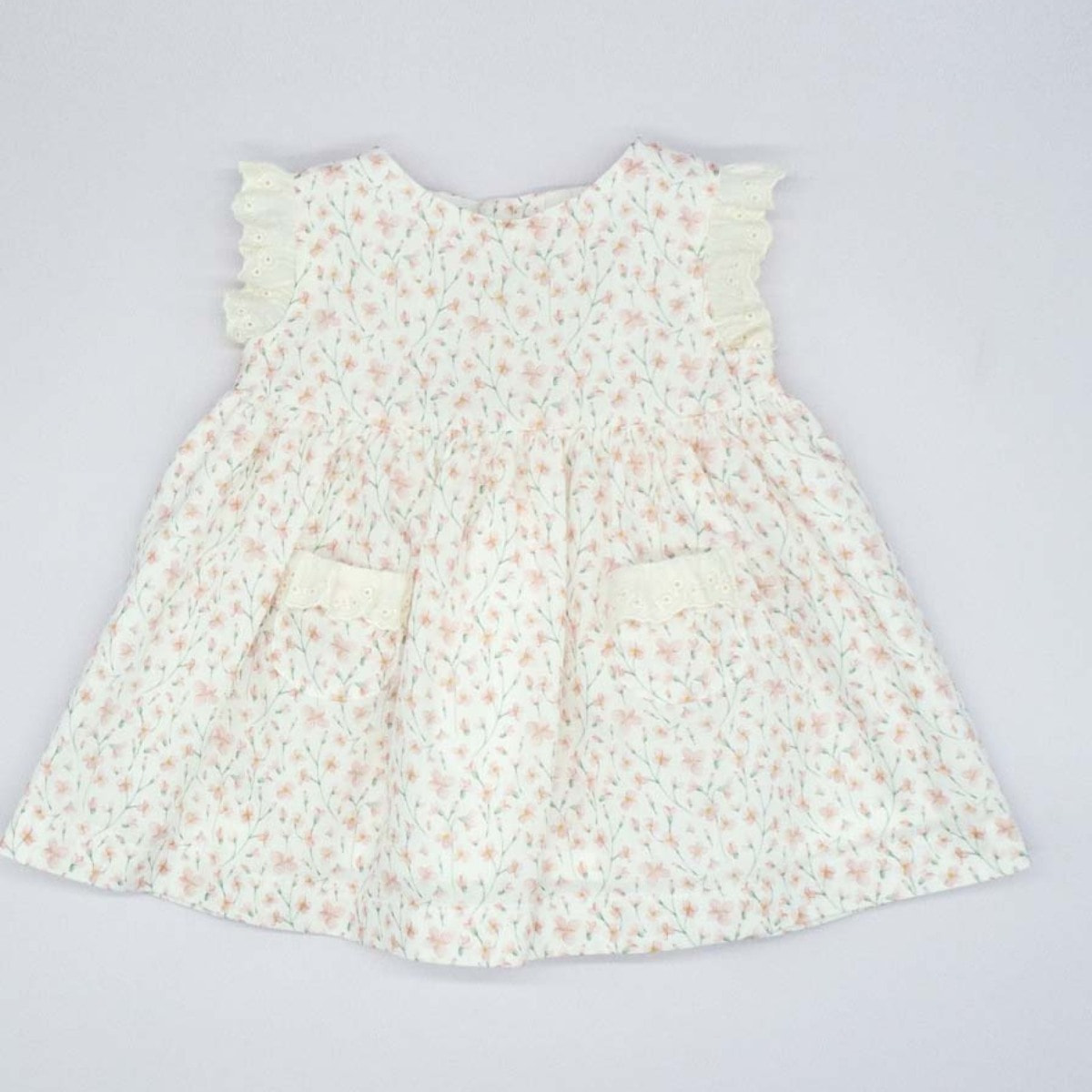 VESTIDO TIRA BORDADA FLOR ROSA