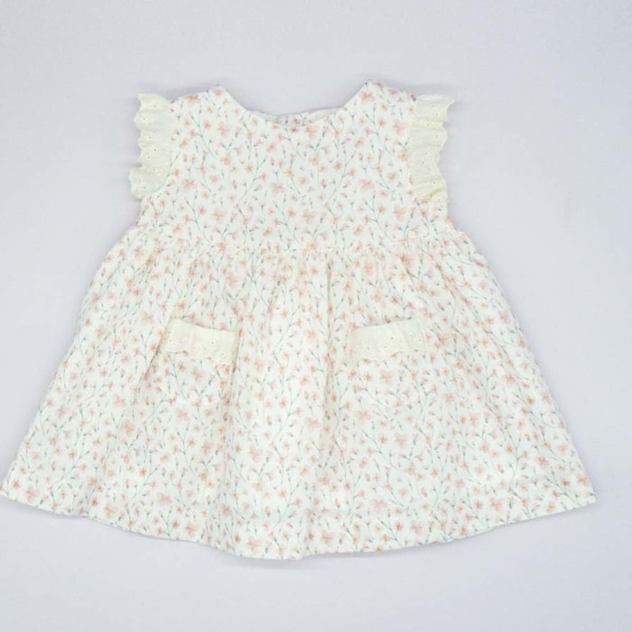 VESTIDO TIRA BORDADA FLOR ROSA