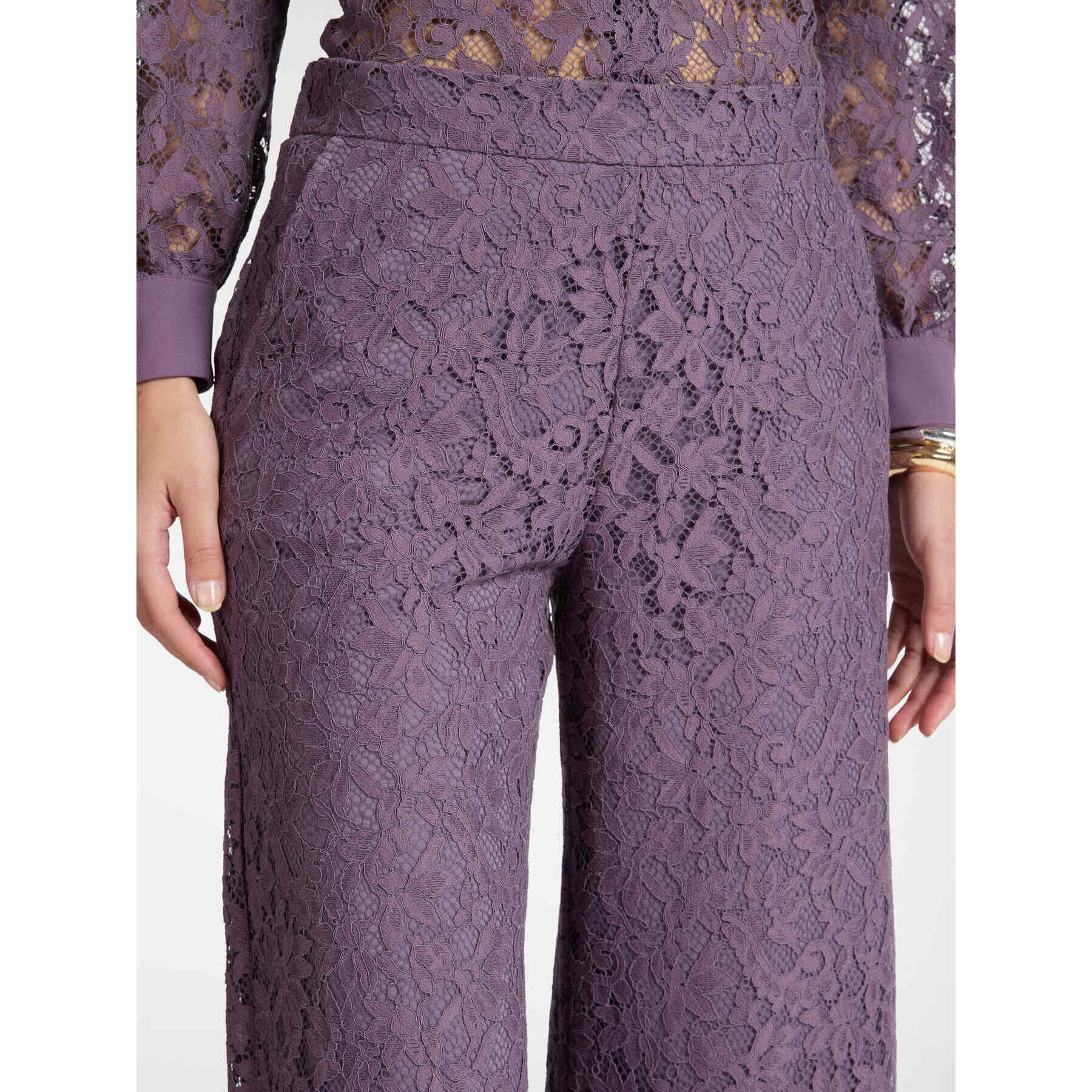 Elena Mirò - Pantalones cropped de encaje - Violeta