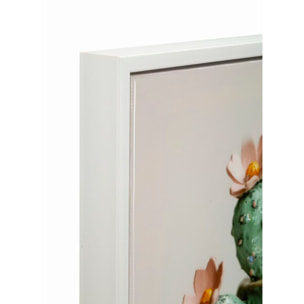 STAMPA SU TELA LACCATA C/CORNICE VASETTO CACTUS -C- CM 40X2,8X40