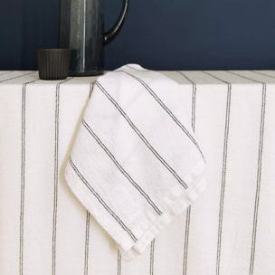 Serviette pur coton lavé motif jacquard blanc noir Rimini nero