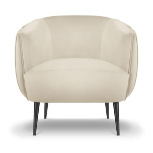 Fauteuil "Cyrille" en velours beige clair