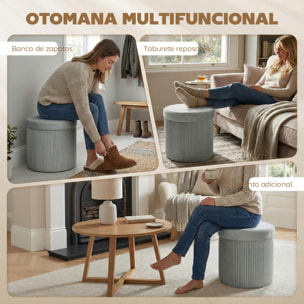 Puff Almacenaje, Banco Almacenaje Plegable, 35 L, 38x38x38 cm, Tapizado en Terciopelo, Baúl de Almacenamiento Redondo, Carga 120 kg, Taburete para Sala de Estar, Dormitorio, Entrada Gris Oscuro
