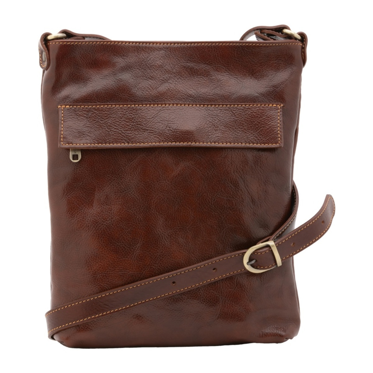 Borsa a tracolla uomo in vera pelle - Modello False - Made in Italy - 26.0 x 34.0 x 5.0 cm
