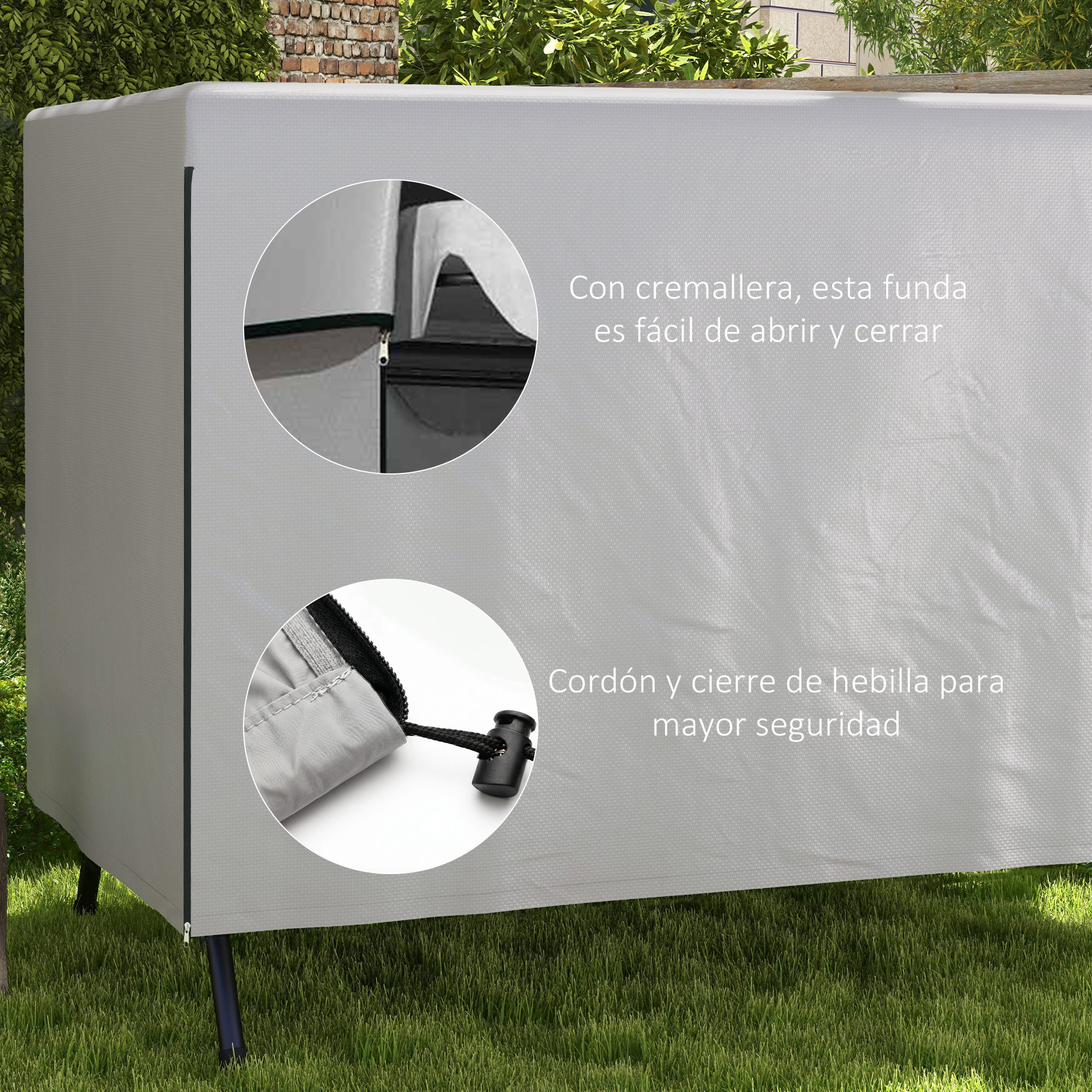 Outsunny Funda Balancín Jardín, Funda Columpio Jardín Exterior, Cubierta de Columpio con Cremallera, Impermeable, 215x155x150 cm, Gris Claro