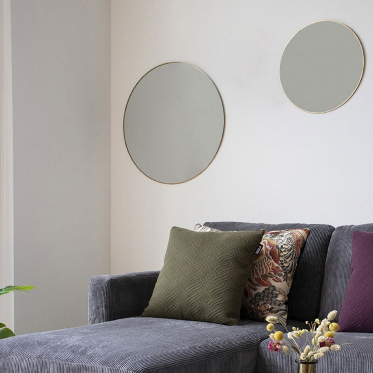 Jersey - Miroir rond en métal ø60cm : Couleur - Laiton.