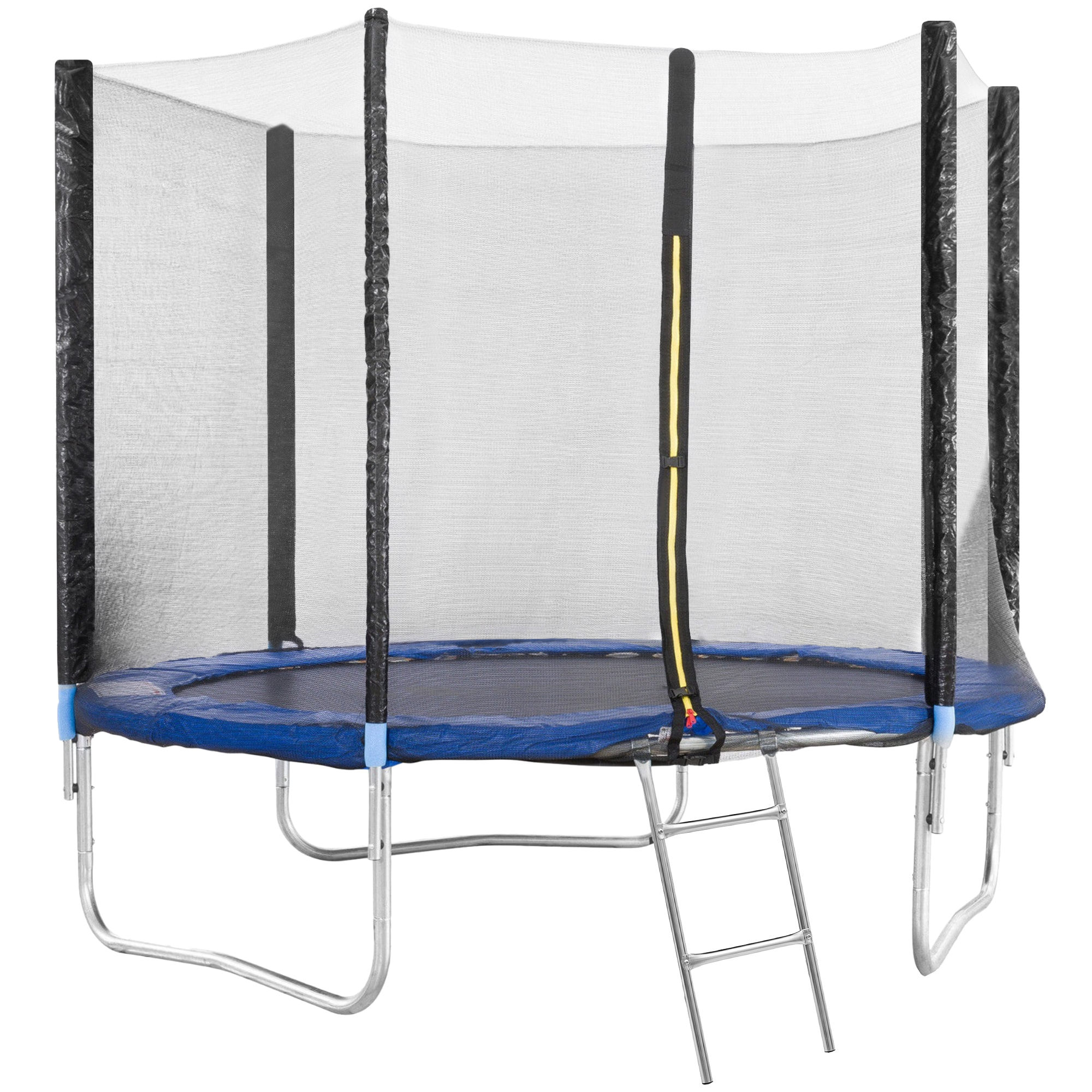 Trampolino Diametro 245 cm Tappeto Jumper Elastico con Rete di Sicurezza, 6 Pali Imbottiti, Scaletta e Rivestimento sui Bordi, Ideale per Giardino